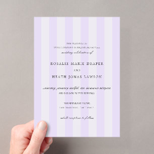 Invitations En Acrylique Mariage élégant aux rayures violettes modernes