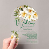 Invitations En Acrylique Mariage élégant Azaleas Fleurs Jaunes Blancs (In situ (ordinateur de poche))