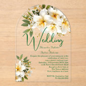 Invitations En Acrylique Mariage élégant Azaleas Fleurs Jaunes Blancs (Recto)