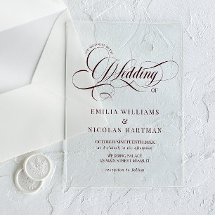 Invitations En Acrylique Mariage élégant baroque Bourgogne