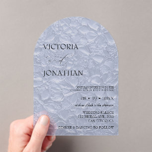 Invitations En Acrylique Mariage Élégant Bleu Floral 