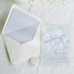 Invitations En Acrylique Mariage élégant bleu ruban Fête de mariage
