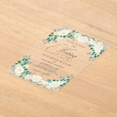 Invitations En Acrylique Mariage Élégant Bohème Été Printemps Ivoire Floral (Poser)