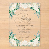 Invitations En Acrylique Mariage Élégant Bohème Été Printemps Ivoire Floral (Recto)