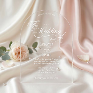 Invitations En Acrylique Mariage Élégant Calligraphie Minimaliste Texte Bla