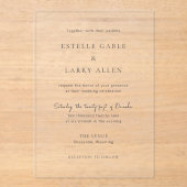 Invitations En Acrylique Mariage Élégant Classique (Recto)