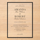 Invitations En Acrylique Mariage Élégant Classique à l'Ancienne (Recto)