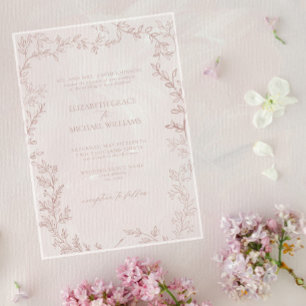 Invitations En Acrylique Mariage Élégant Classique Formel Rose Poussiéreuse