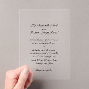 Invitations En Acrylique Mariage élégant classique Lily