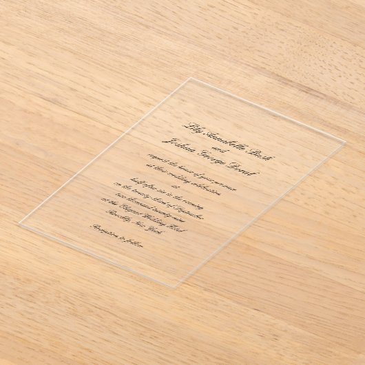 Invitations En Acrylique Mariage élégant classique Lily (Poser)