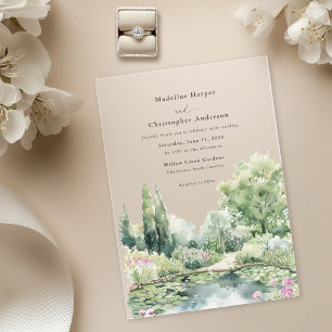Invitations En Acrylique Mariage Élégant de Jardin à l'Aquarelle Pastel
