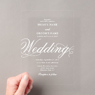 Invitations En Acrylique Mariage élégant de luxe en acrylique blanc