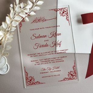 Invitations En Acrylique Mariage élégant de style islamique musulman en bor