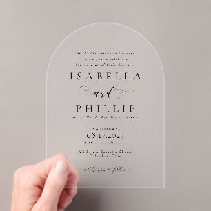 Invitations En Acrylique Mariage élégant en noir et blanc