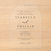 Invitations En Acrylique Mariage élégant en noir et blanc (Recto)