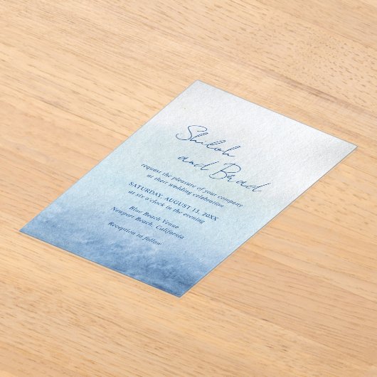Invitations En Acrylique Mariage élégant et bleu Shiloh (Poser)