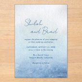 Invitations En Acrylique Mariage élégant et bleu Shiloh (Recto)