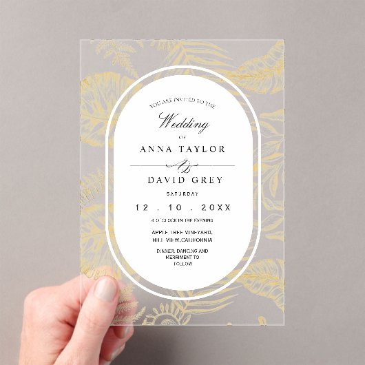 Invitations En Acrylique Mariage Élégant et Classique Flora (In situ (ordinateur de poche))
