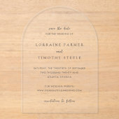 Invitations En Acrylique Mariage élégant et intemporel Enregistrer la date (Recto)