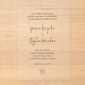 Invitations En Acrylique Mariage élégant et moderne Yasmin (Recto)