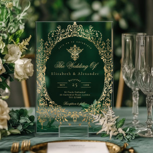 Invitations En Acrylique Mariage élégant et orné de style victorien en feui
