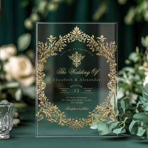 Invitations En Acrylique Mariage élégant et orné de style victorien en feui