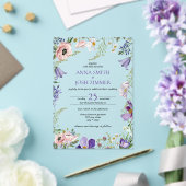 Invitations En Acrylique Mariage élégant Fleur sauvage Lavande Lilac Classy (Insitu (Mariage))