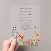 Invitations En Acrylique Mariage élégant Fleur sauvage vibreux Clair (In situ (ordinateur de poche))