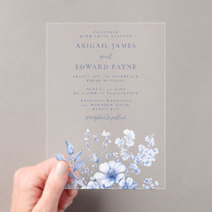 Invitations En Acrylique Mariage élégant Fleur sauvage vintage