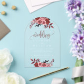Invitations En Acrylique Mariage élégant floral de Bourgogne (Insitu (Mariage))