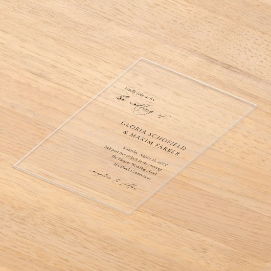 Invitations En Acrylique Mariage élégant minimal moderne formel (Poser)