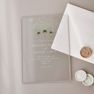 Invitations En Acrylique Mariage élégant minimal Palm Tree