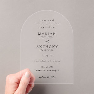 Invitations En Acrylique Mariage Élégant Minimaliste