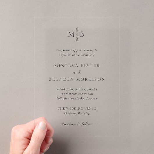Invitations En Acrylique Mariage Élégant Moderne (In situ (ordinateur de poche))