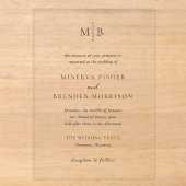 Invitations En Acrylique Mariage Élégant Moderne (Recto)