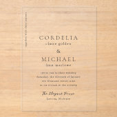 Invitations En Acrylique Mariage Élégant Moderne (Recto)