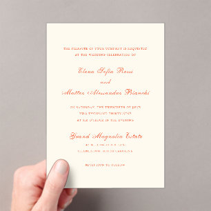 Invitations En Acrylique Mariage Élégant Moderne Classique Terracotta