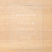 Invitations En Acrylique Mariage Élégant Moderne Écriture Blanche (Recto)