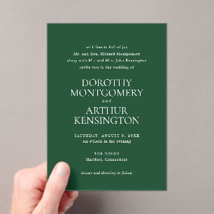 Invitations En Acrylique Mariage élégant moderne Emerald Green