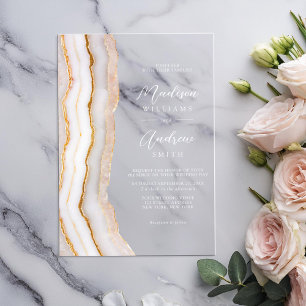 Invitations En Acrylique Mariage Élégant Moderne en Marbre d'Agate