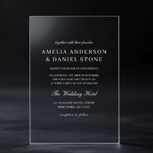 Invitations En Acrylique Mariage Élégant Moderne Minimaliste