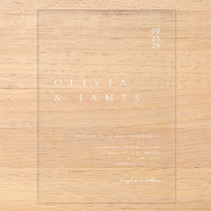 Invitations En Acrylique Mariage Élégant Moderne Minimaliste