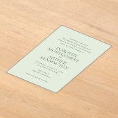 Invitations En Acrylique Mariage élégant moderne Sage Green (Poser)