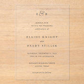 Invitations En Acrylique Mariage Élégant Monogramme (Recto)