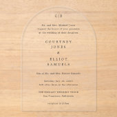 Invitations En Acrylique Mariage Élégant Monogramme (Recto)