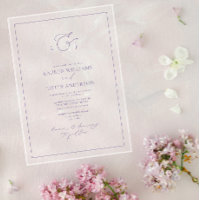 Mariage élégant monogramme calligraphié lavande
