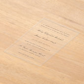 Invitations En Acrylique Mariage élégant noir et blanc épuré (Poser)