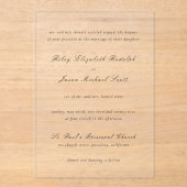 Invitations En Acrylique Mariage élégant noir et blanc épuré (Recto)