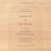 Invitations En Acrylique Mariage Élégant Noir et Blanc Moderne (Recto)