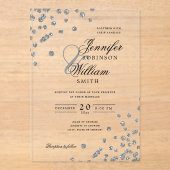 Invitations En Acrylique Mariage élégant Parties scintillant Argent Confett (Recto)